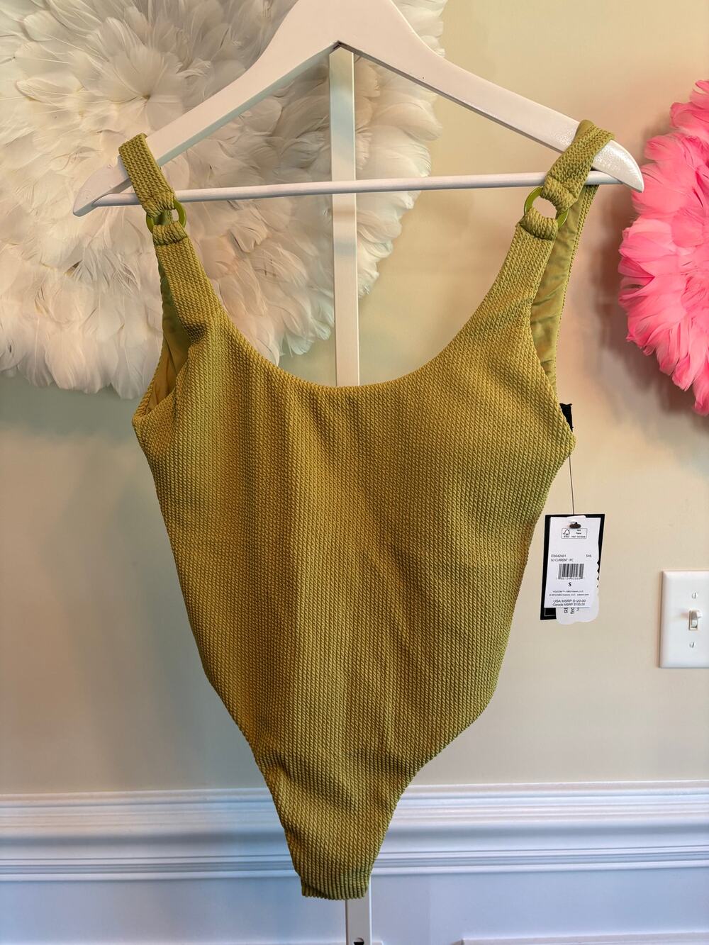 VOLCOM GREEN ONE-PIECE SWIMSUIT SIZE S NWT